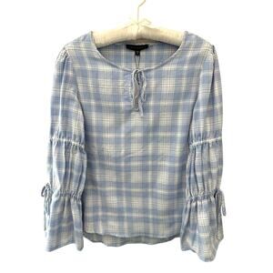SANCTUARY | Blue Plaid Peasant Cottagecore Boho Blouse Top NWT | Small